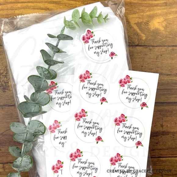 Thank You For Supporting My Shop! - 2" (inches) Sticker - (48ct.) [GD9-48] - Picture 3 of 5